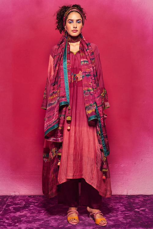 Zunaira Peach and Fuchsia Suit Set