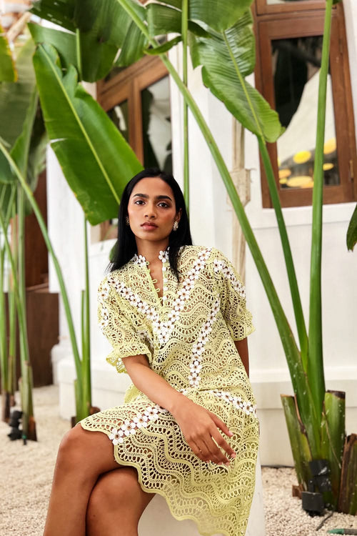 Terra Scalloped Green Dress