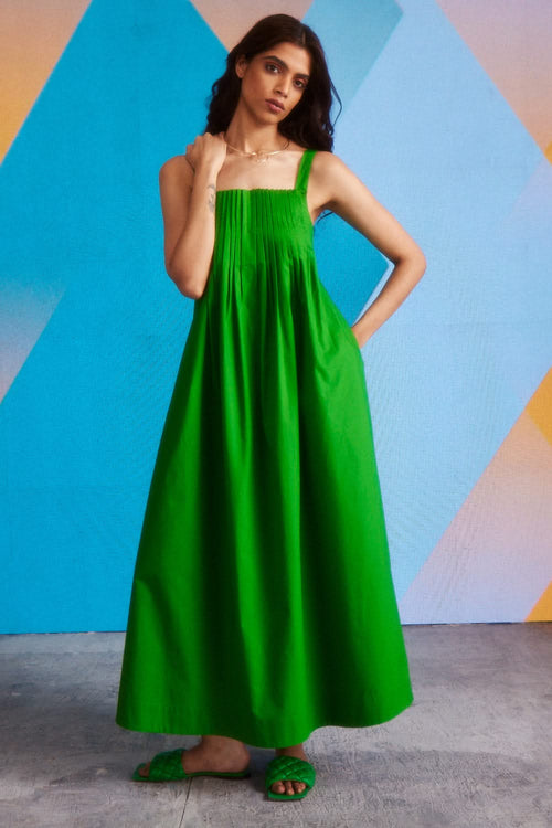 Green Poplin Midi Dress