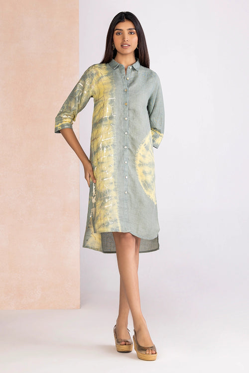 Celestides Jade Yellow Shirt Dress