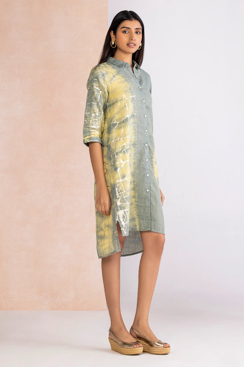 Celestides Jade Yellow Shirt Dress
