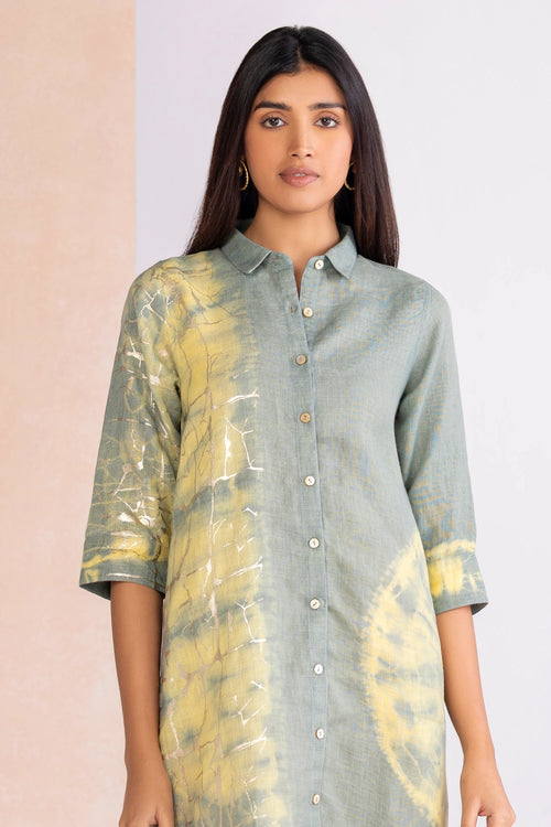 Celestides Jade Yellow Shirt Dress