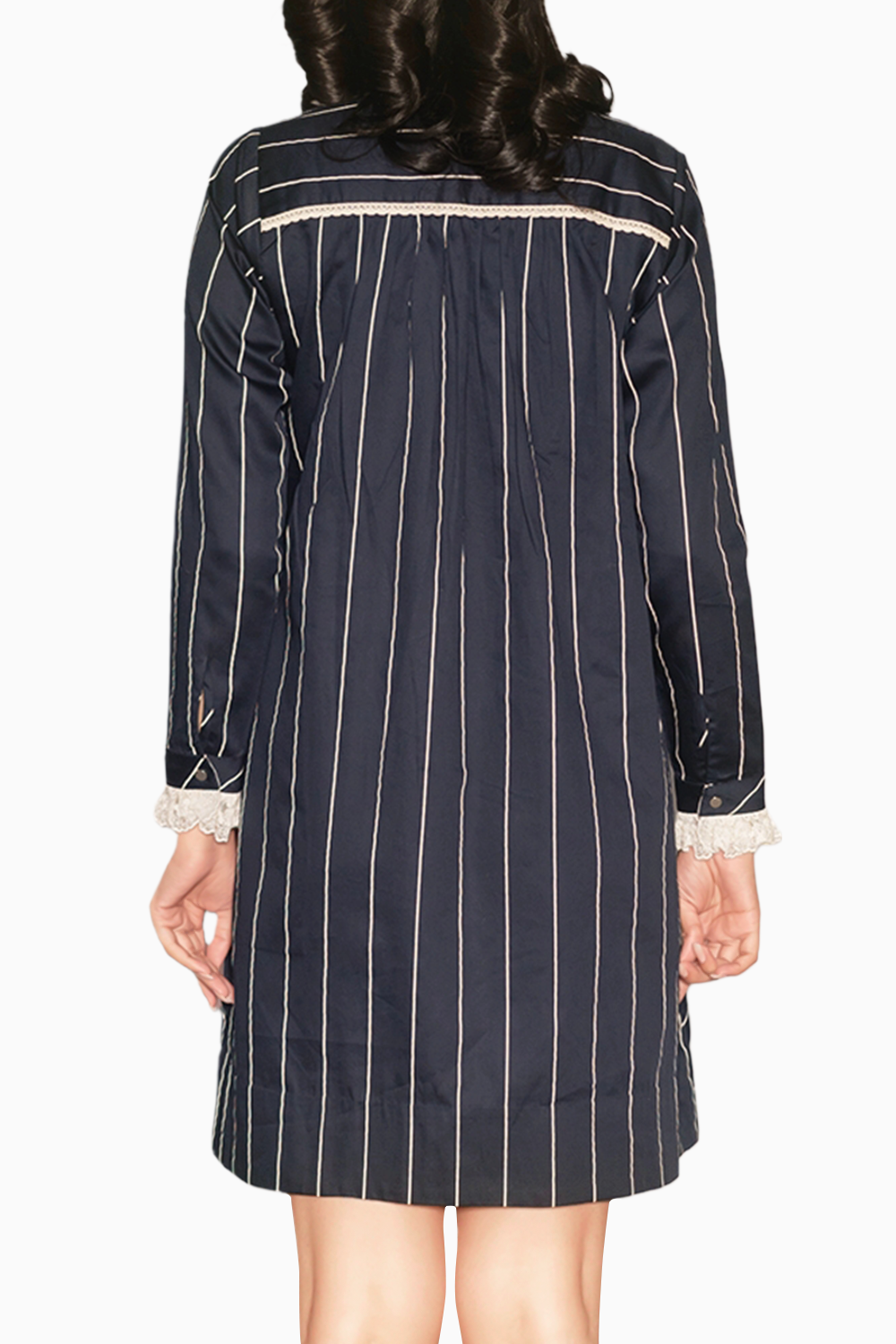 Celia Navy Blue Pinstripe Dress