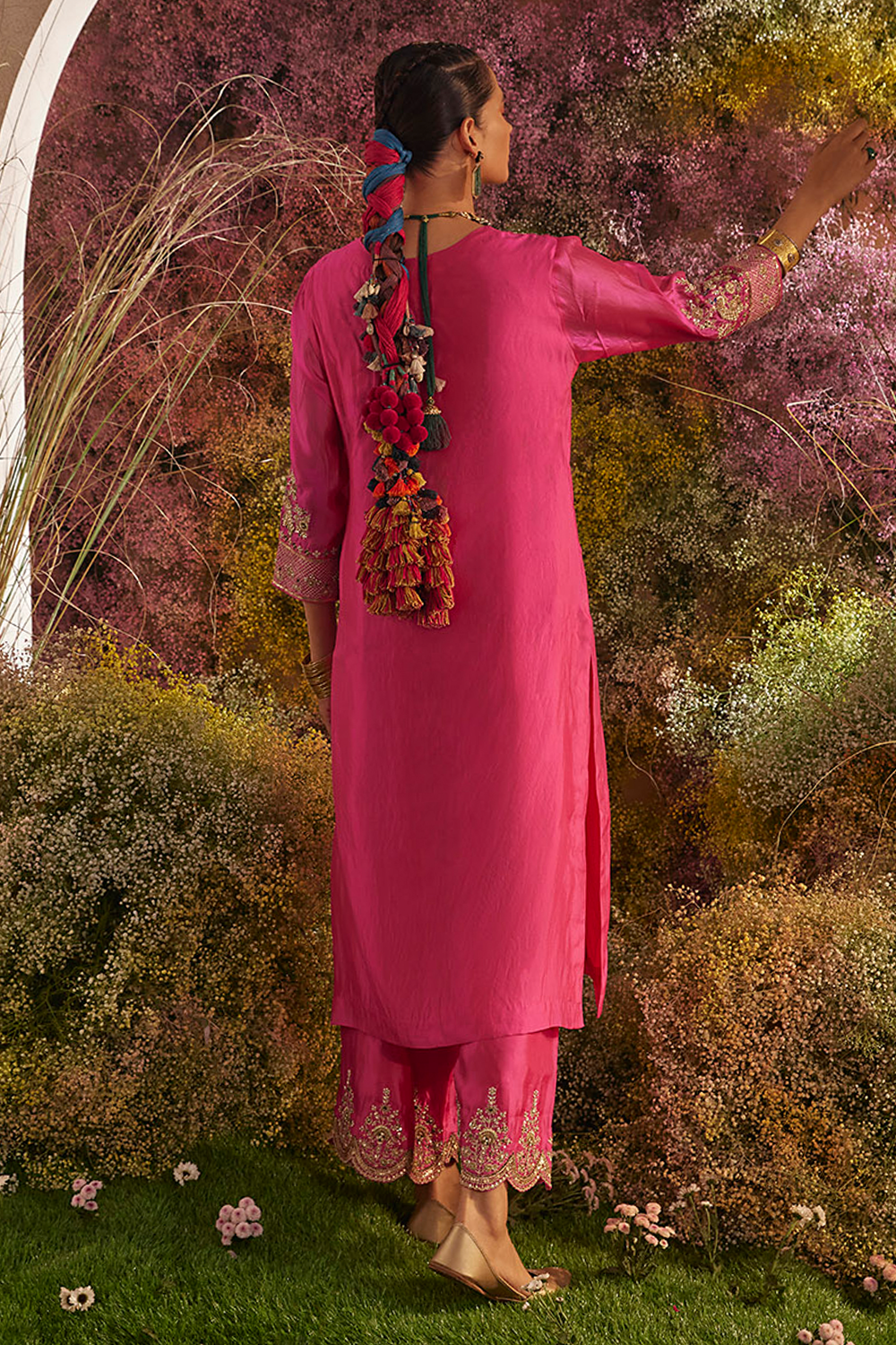 Hot Pink Organza Kurta Set