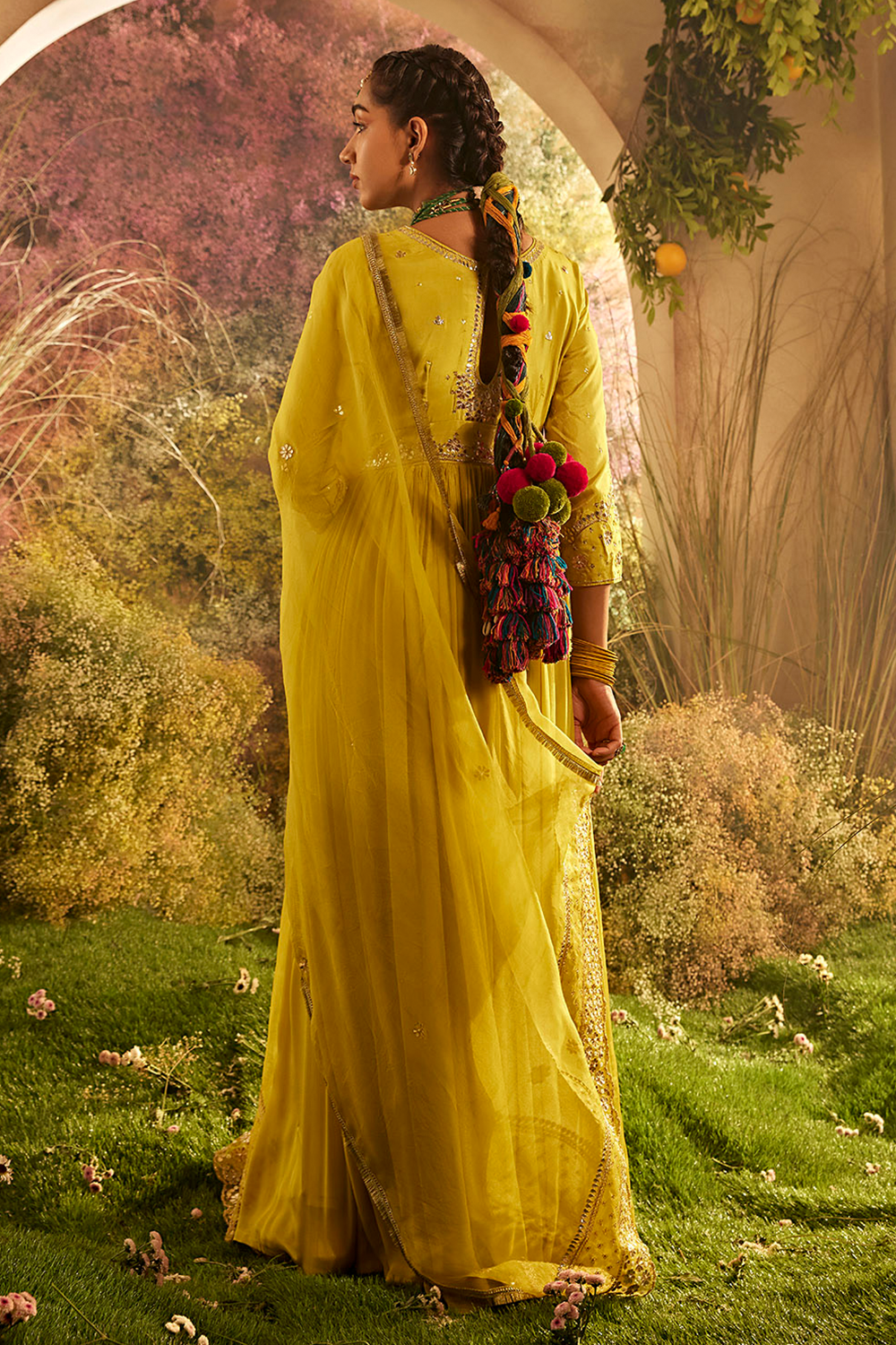 Mustard Silk Long Kurta Set