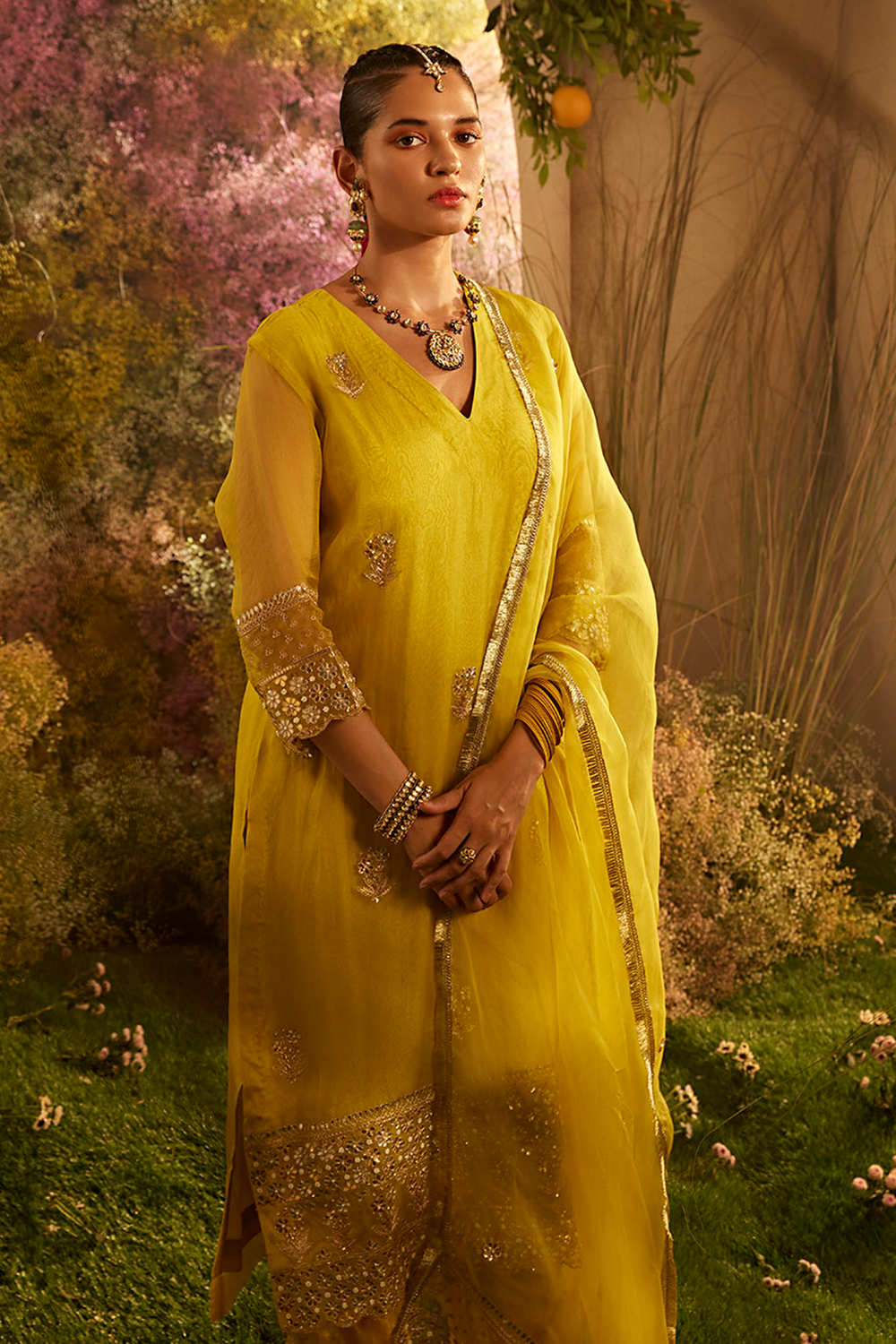 Mustard Kurta Set with Dupatta