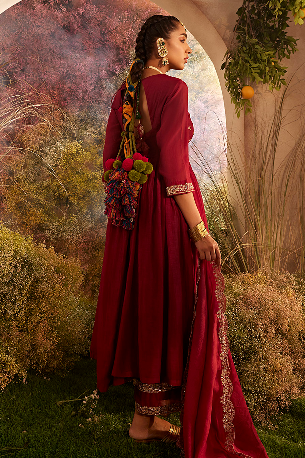 Soft Chanderi Maroon Kurta Set