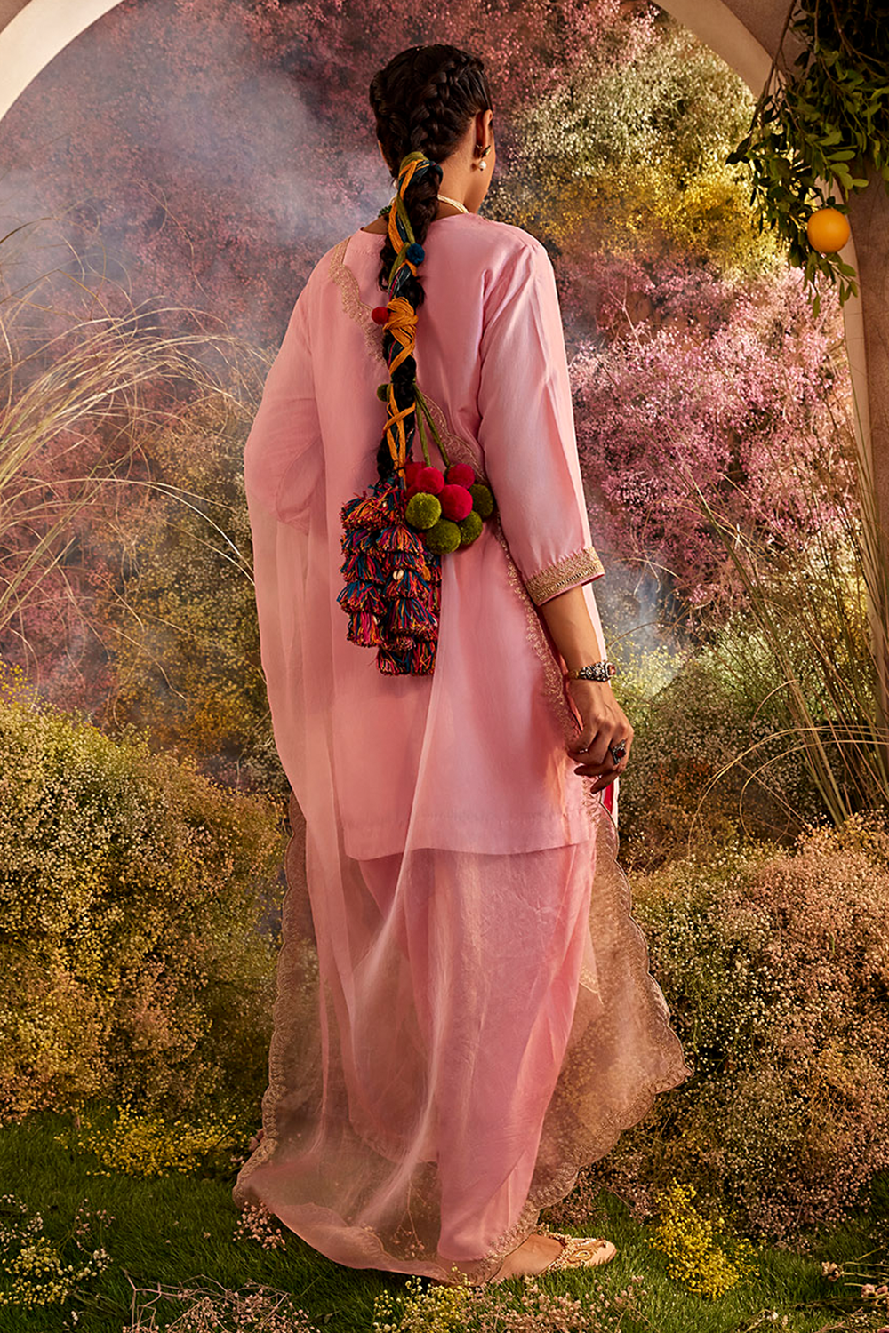 Habutai Silk Pink Kurta Set