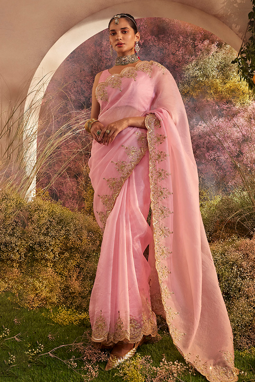 Silk Organza Pink Saree