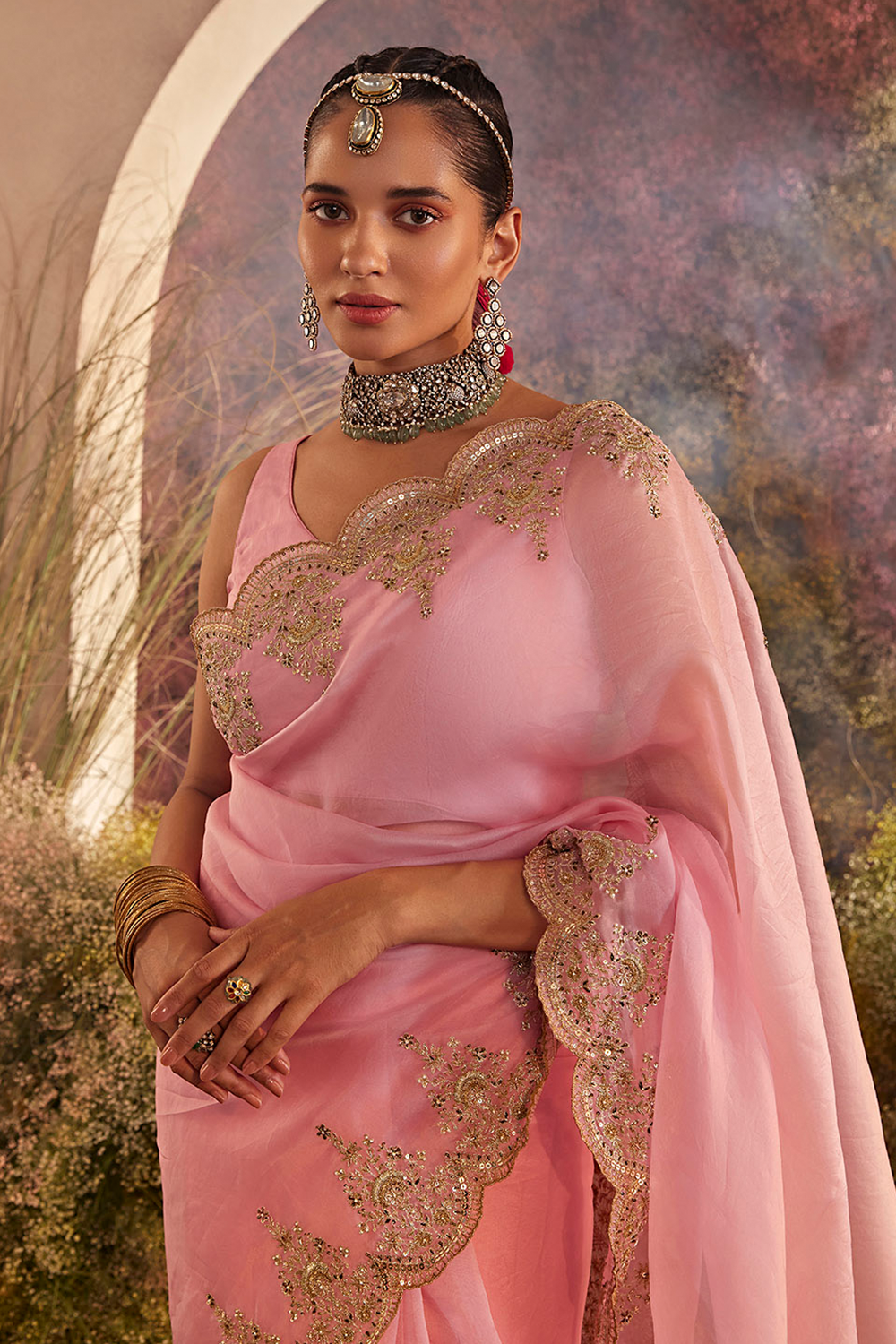 Silk Organza Pink Saree