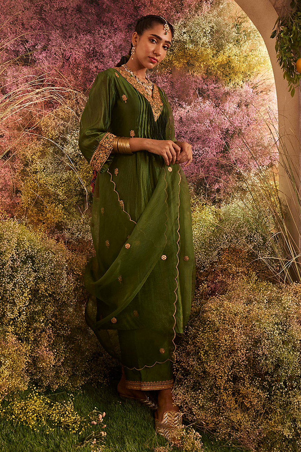 Green Kurta Set with Dupatta