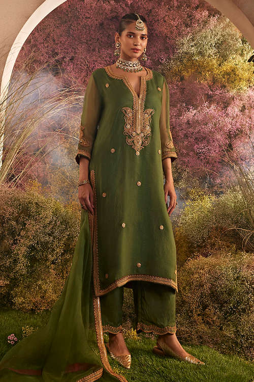 Green Kurta Set with Dupatta