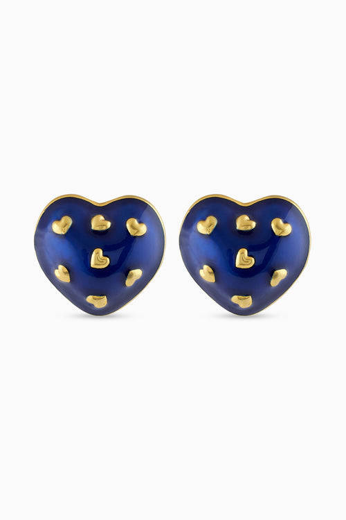 Amour Enamel Blue Heart Studs