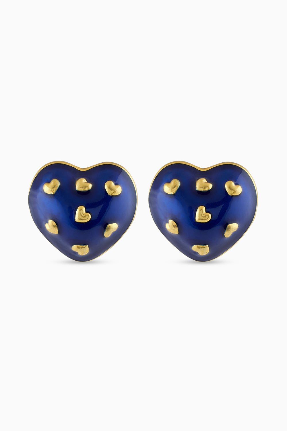 Amour Enamel Blue Heart Studs