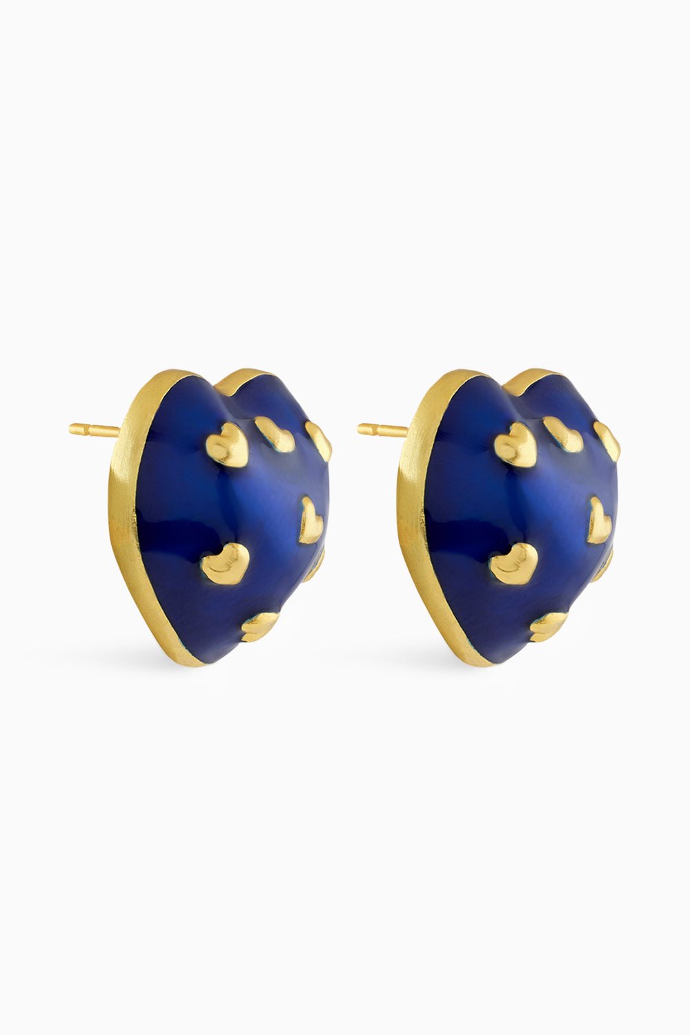 Amour Enamel Blue Heart Studs