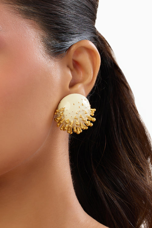 Vine Round White Studs