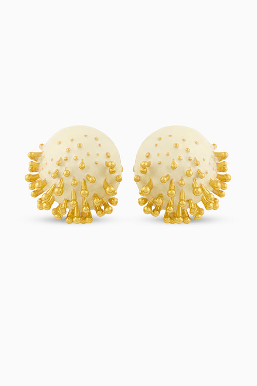 Vine Round White Studs