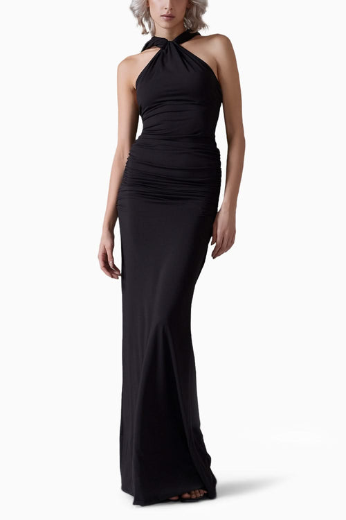 Hooded Long Dress with Open Back