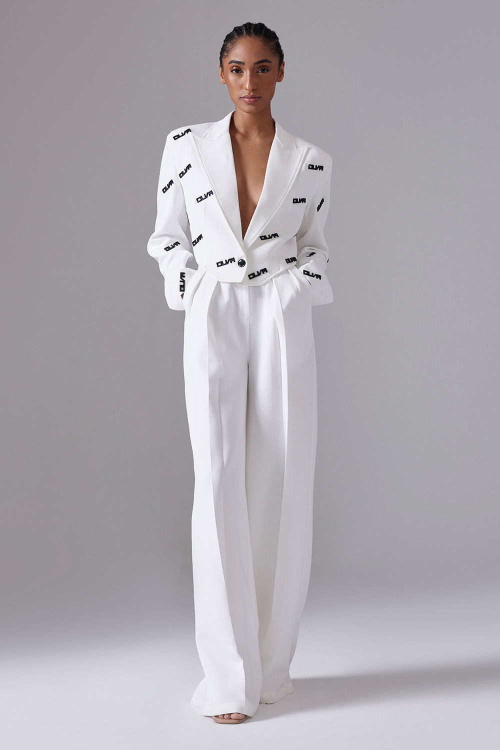 White High Waisted Tailored Trousers