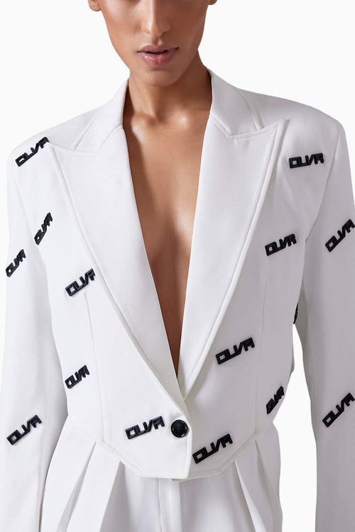 Insignia Cropped Ivory Blazer