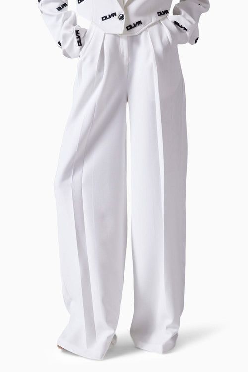 White High Waisted Tailored Trousers