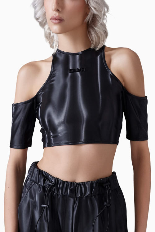 Black Peek Shoulder Active Top