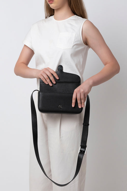Claudia Pebble Black Crossbody Bag
