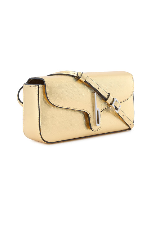 Claudia Mini Metallic Gold Crossbody Bag