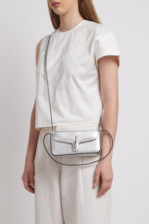 Claudia Mini Metallic Silver Crossbody Bag