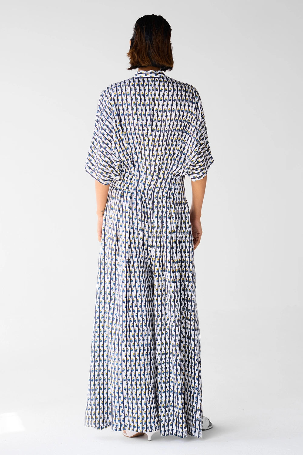 White Blue Printed Jumpsuit