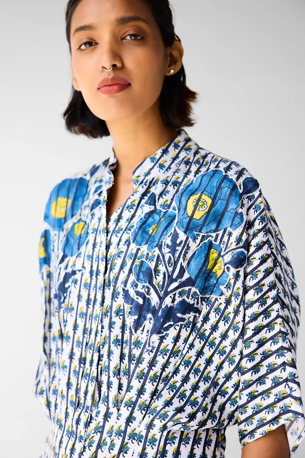 White Blue Printed Jumpsuit