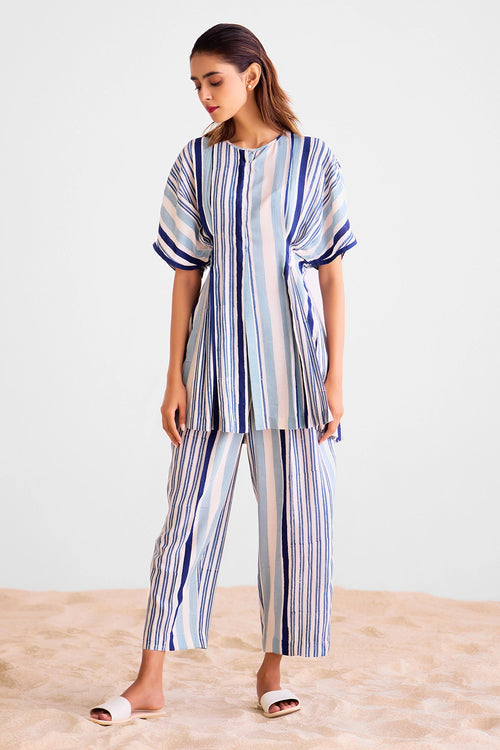 Blue Block Printed Co-ord Set