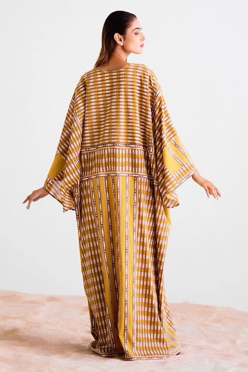 Printed Kimino Dress With Jumpsuit Set