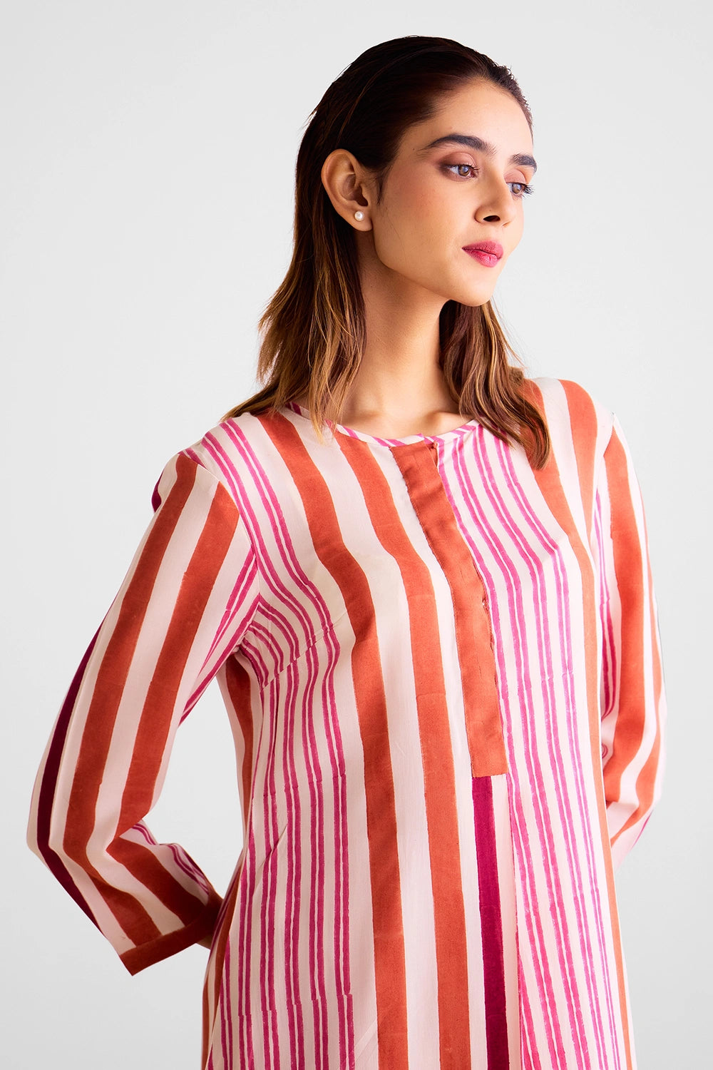 Coral Block Printed Kurta Set