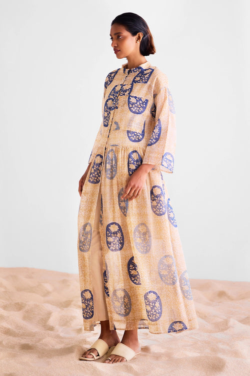 Neutral Block Printed Kurta Set