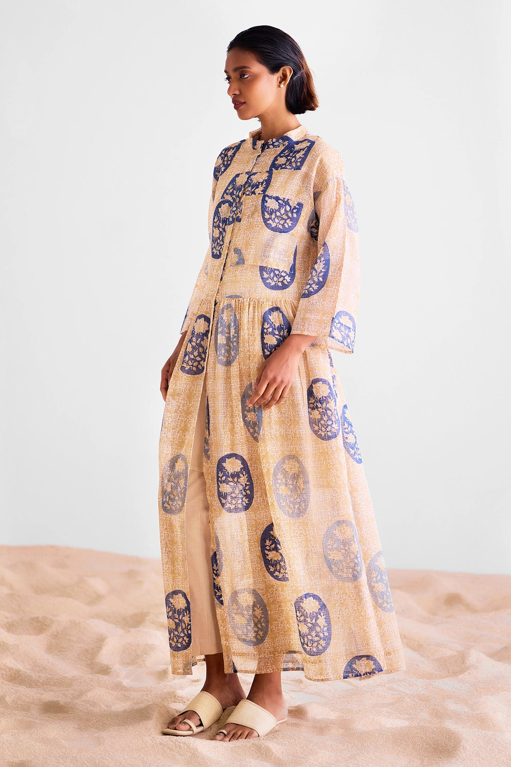 Neutral Block Printed Kurta Set