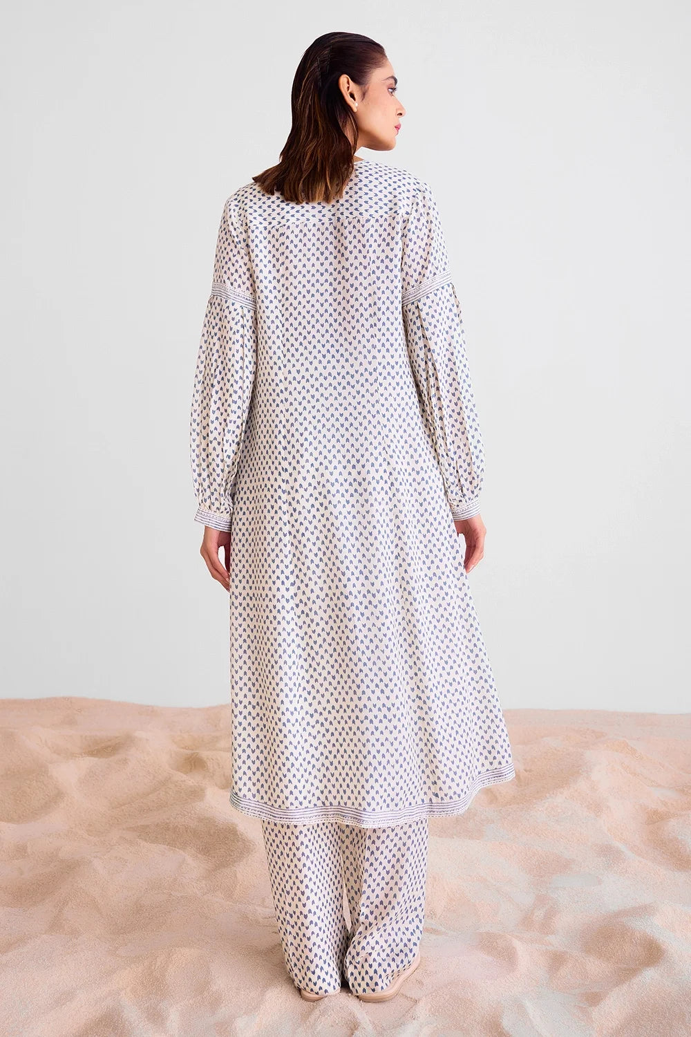 Off White Printed Kurta Set