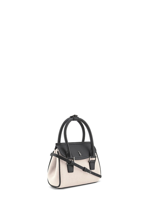 Coco Canvas Sand/Black Mini Crossbody Bag