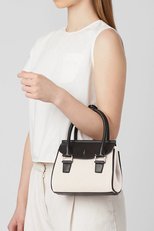 Coco Canvas Sand/Black Mini Crossbody Bag