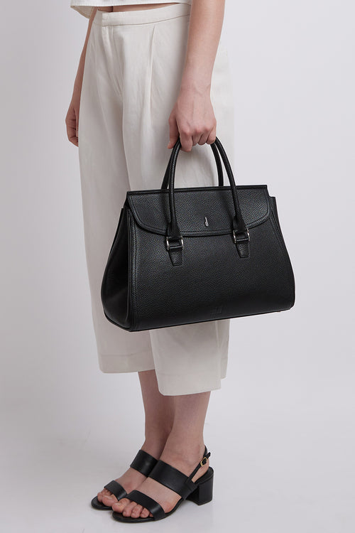 Coco Pebble Black Large Satchel Bag