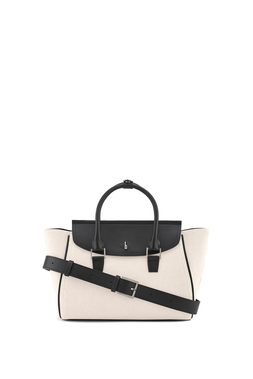 Coco Canvas Sand/Black Medium Satchel Bag