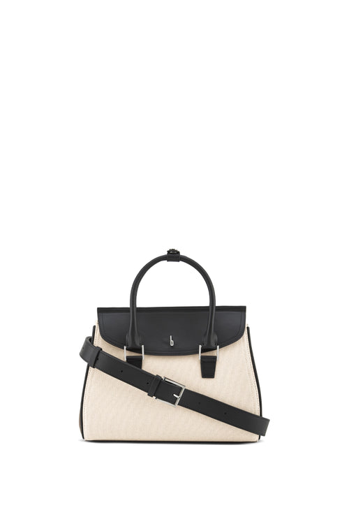 Coco Canvas Sand/Black Medium Satchel Bag