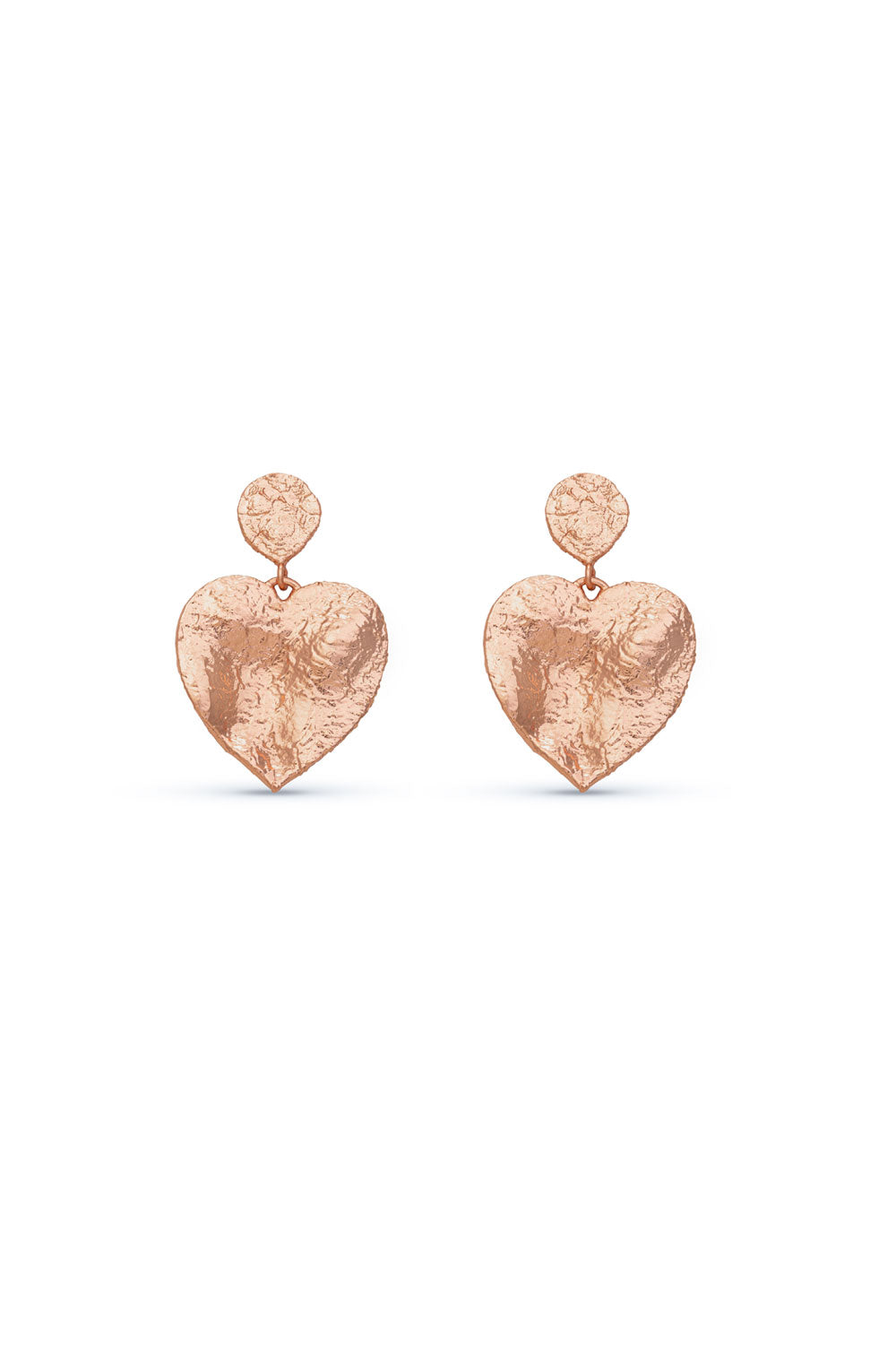 Mini Crushed Heart Rose Gold Earrings