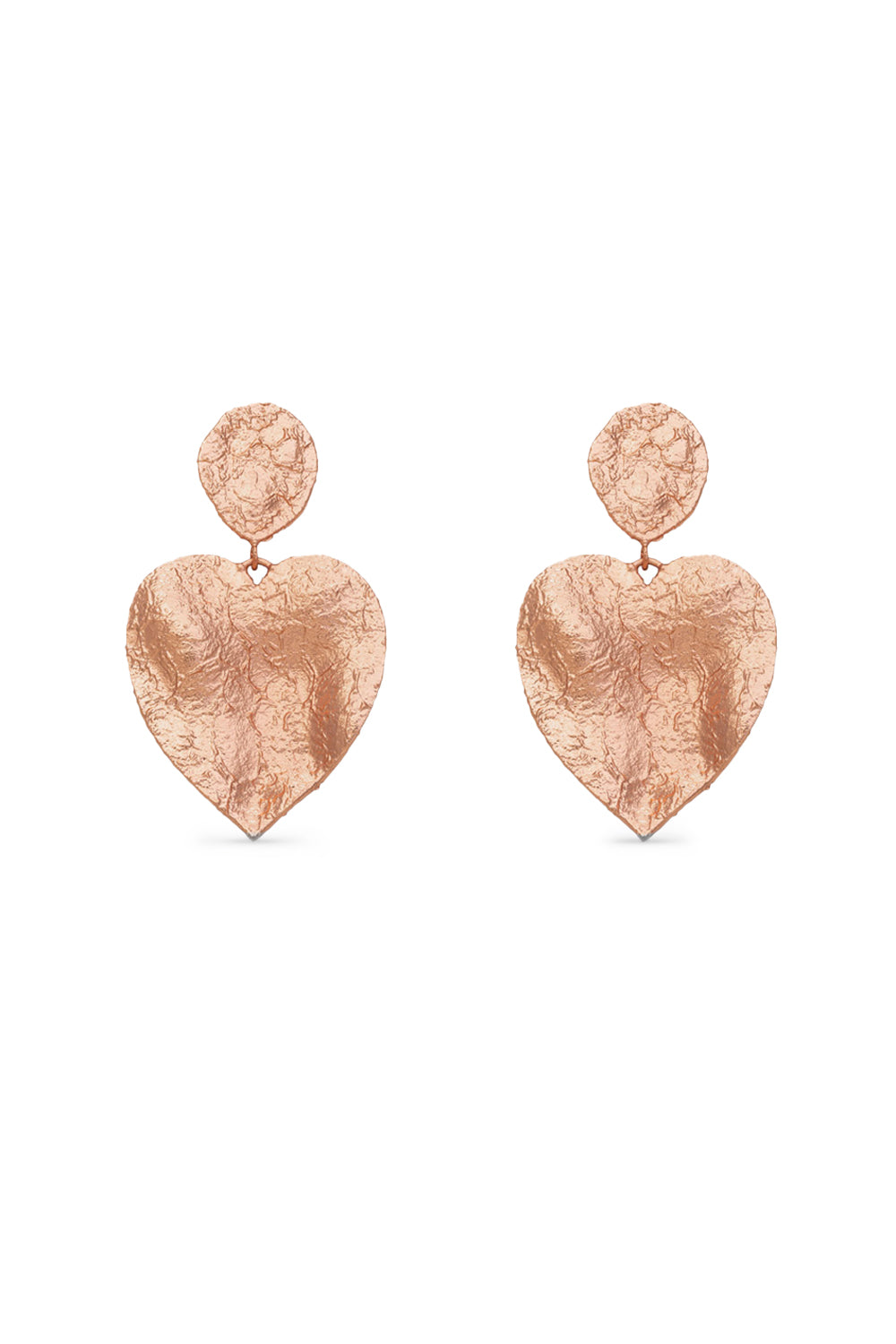 Crushed Heart Rose Gold Earrings