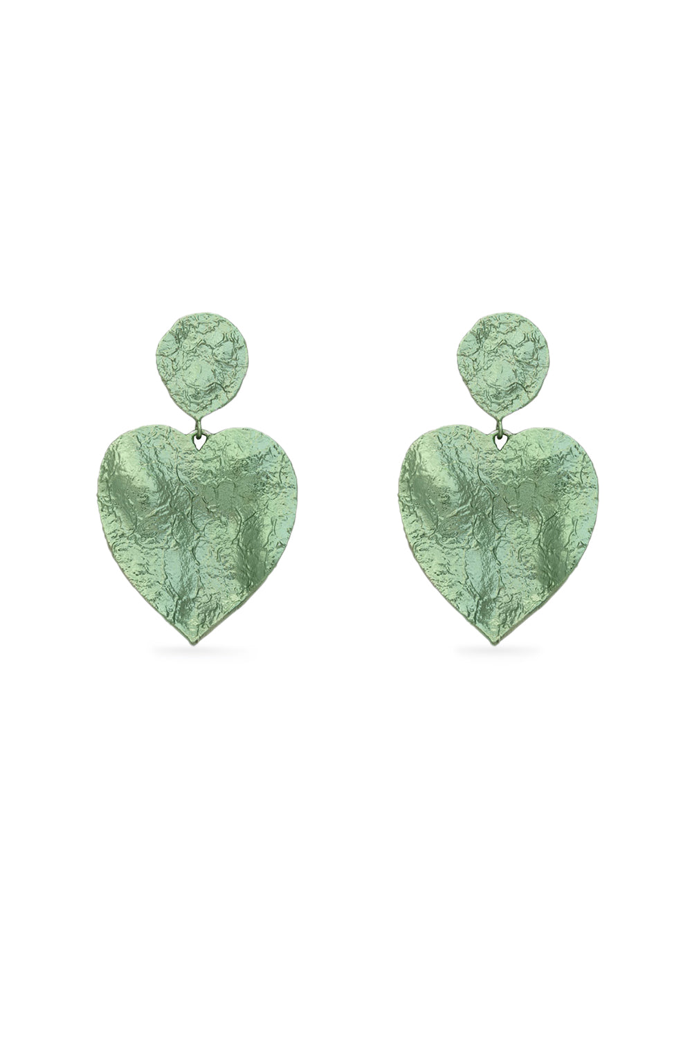 Crushed Heart Green Earrings