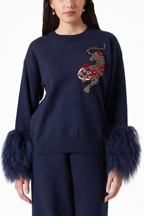 Pasha Navy Blue Winter Co-ord Set