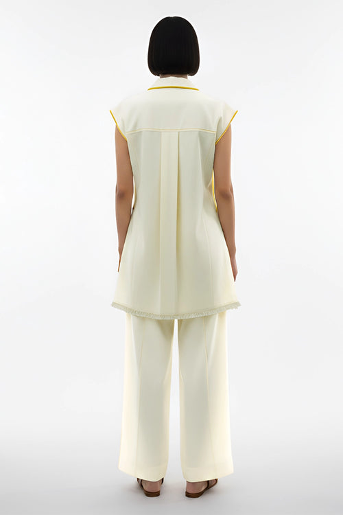 Ivory-Mango Yellow Blazer Set