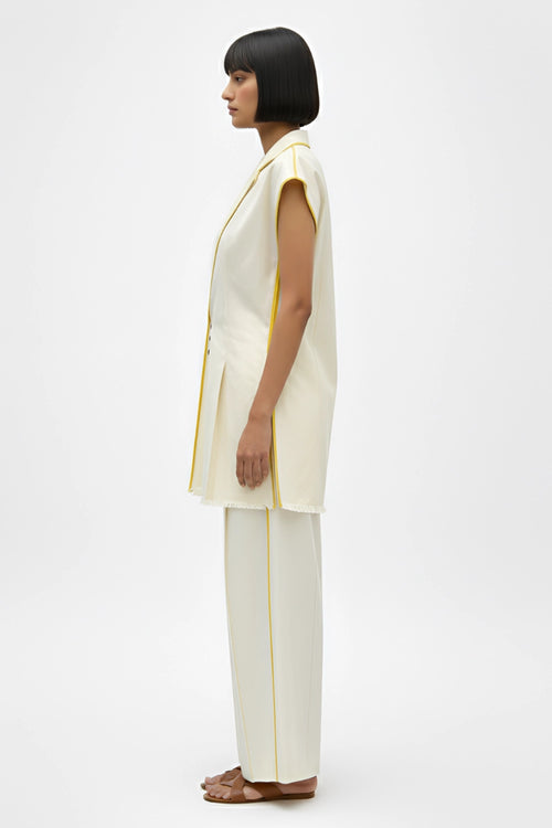 Ivory-Mango Yellow Blazer Set