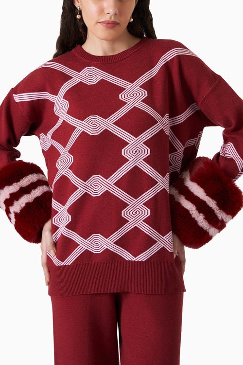 Isphahan Red Winter Co-ord Set
