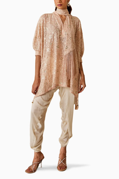 Chikankari Kaftan with Tulip Dhoti